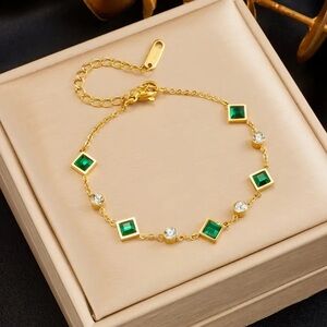 Elegant Gold and Green Bracelet